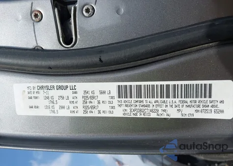 2012 Dodge Journey Sxt из США, поврежденный, VIN 3C4PDDBG2CT146220